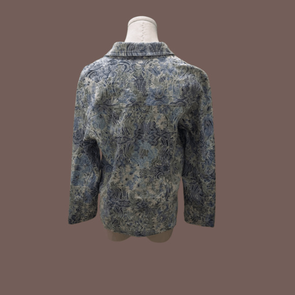 Joni B Paisley Jacket | Blue Green Trucker Style | Size L | Vintage - Picture 2 of 5